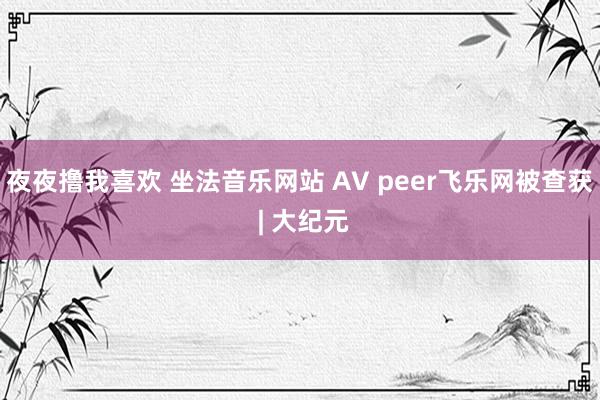 夜夜撸我喜欢 坐法音乐网站 AV peer飞乐网被查获 | 大纪元