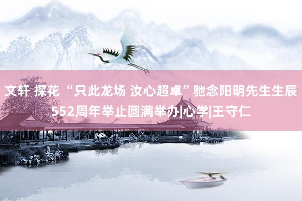 文轩 探花 “只此龙场 汝心超卓”驰念阳明先生生辰552周年举止圆满举办|心学|王守仁